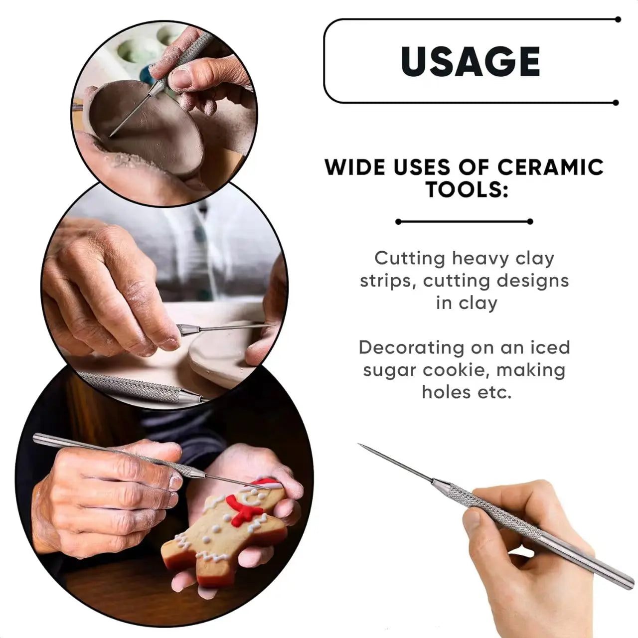 7-Pin Needle Texture Tools Set | Ceramics & Polymer Clay Sculpting Tools | Ideal for DIY Pottery and Cake Decorating