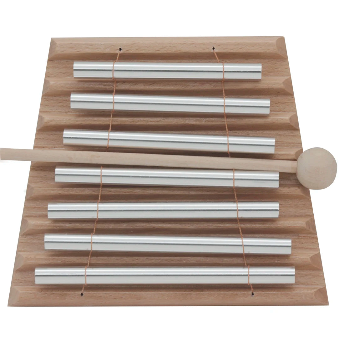 Meditation Wind Chimes | 1/3/7 Tone Tabletop Chime Set with Mallet | Beech Wood & Aluminum Musical Instrument for Mindfulness, Stress Relief & Education