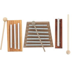 Meditation Wind Chimes | 1/3/7 Tone Tabletop Chime Set with Mallet | Beech Wood & Aluminum Musical Instrument for Mindfulness, Stress Relief & Education