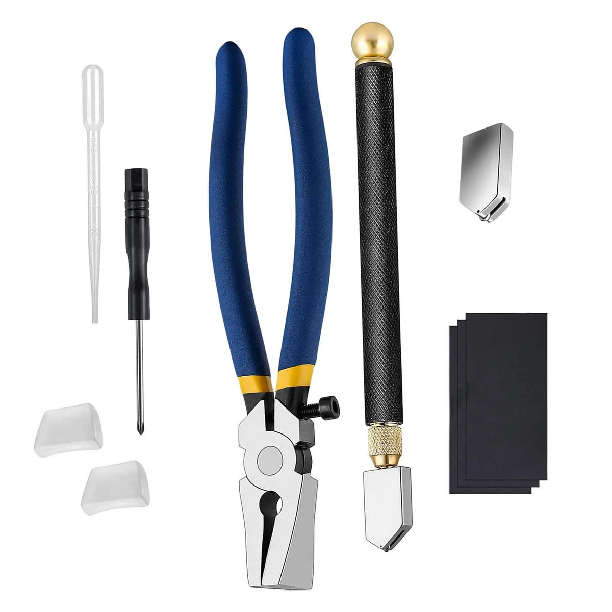 Glass Cutting Tool Kit with Oil Dropper | 10-Piece Set for Stained Glass & Mosaic Projects