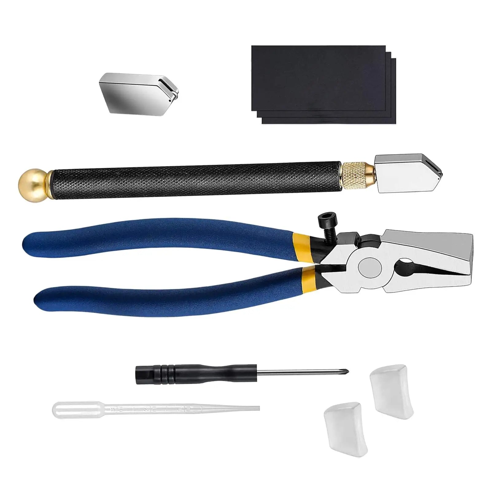 Glass Cutting Tool Kit with Oil Dropper | 10-Piece Set for Stained Glass & Mosaic Projects