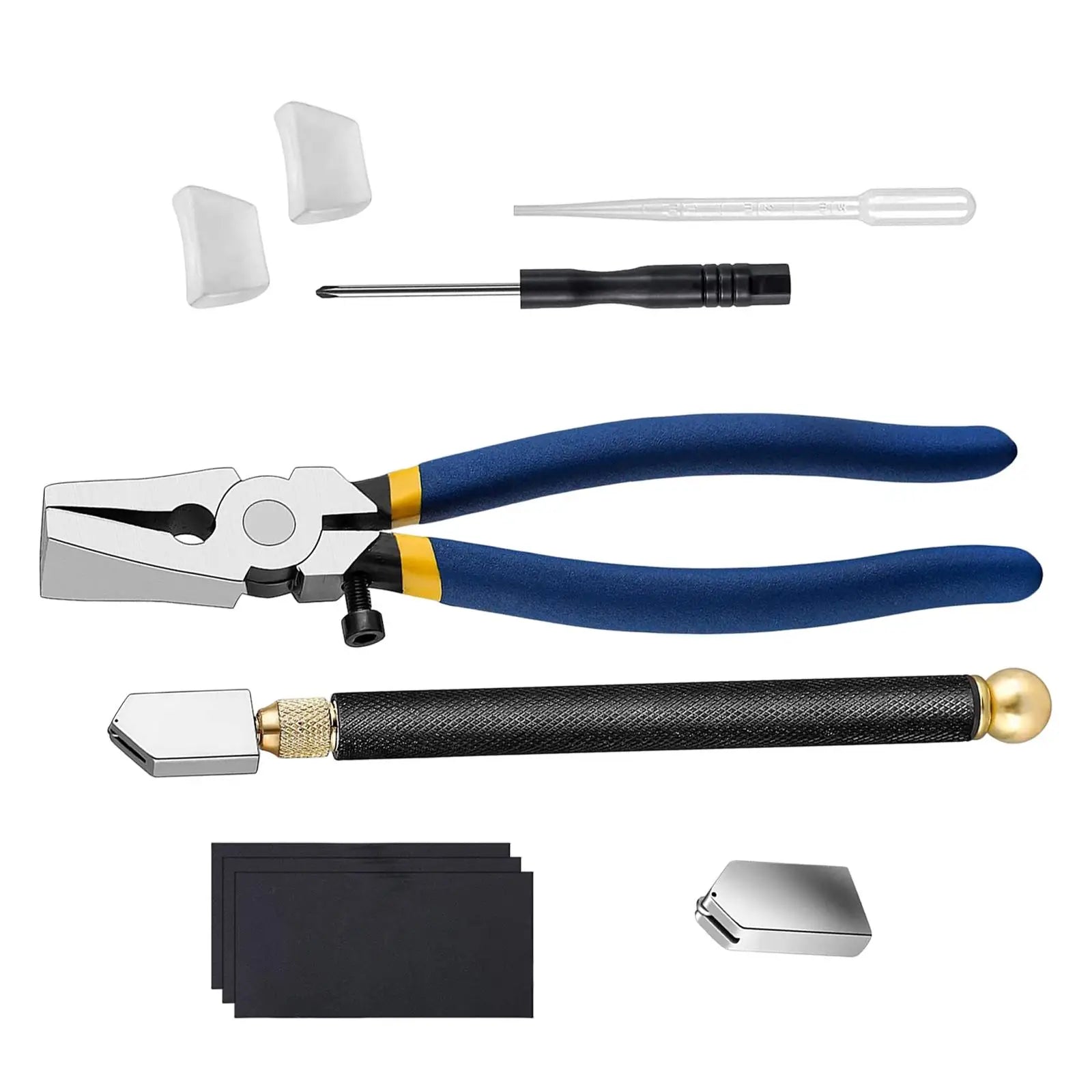 Glass Cutting Tool Kit with Oil Dropper | 10-Piece Set for Stained Glass & Mosaic Projects