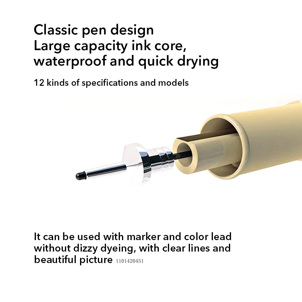 Micron Ink Marker Pen Set | Pigment Liner for Sketching & Manga | Quick-Drying & Water-Resistant | Multiple Tip Sizes Available