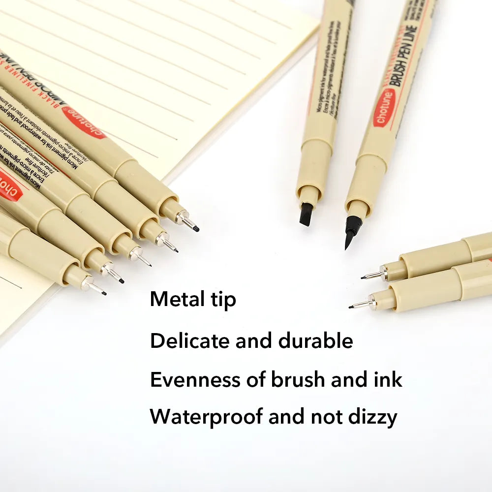 Micron Ink Marker Pen Set | Pigment Liner for Sketching & Manga | Quick-Drying & Water-Resistant | Multiple Tip Sizes Available