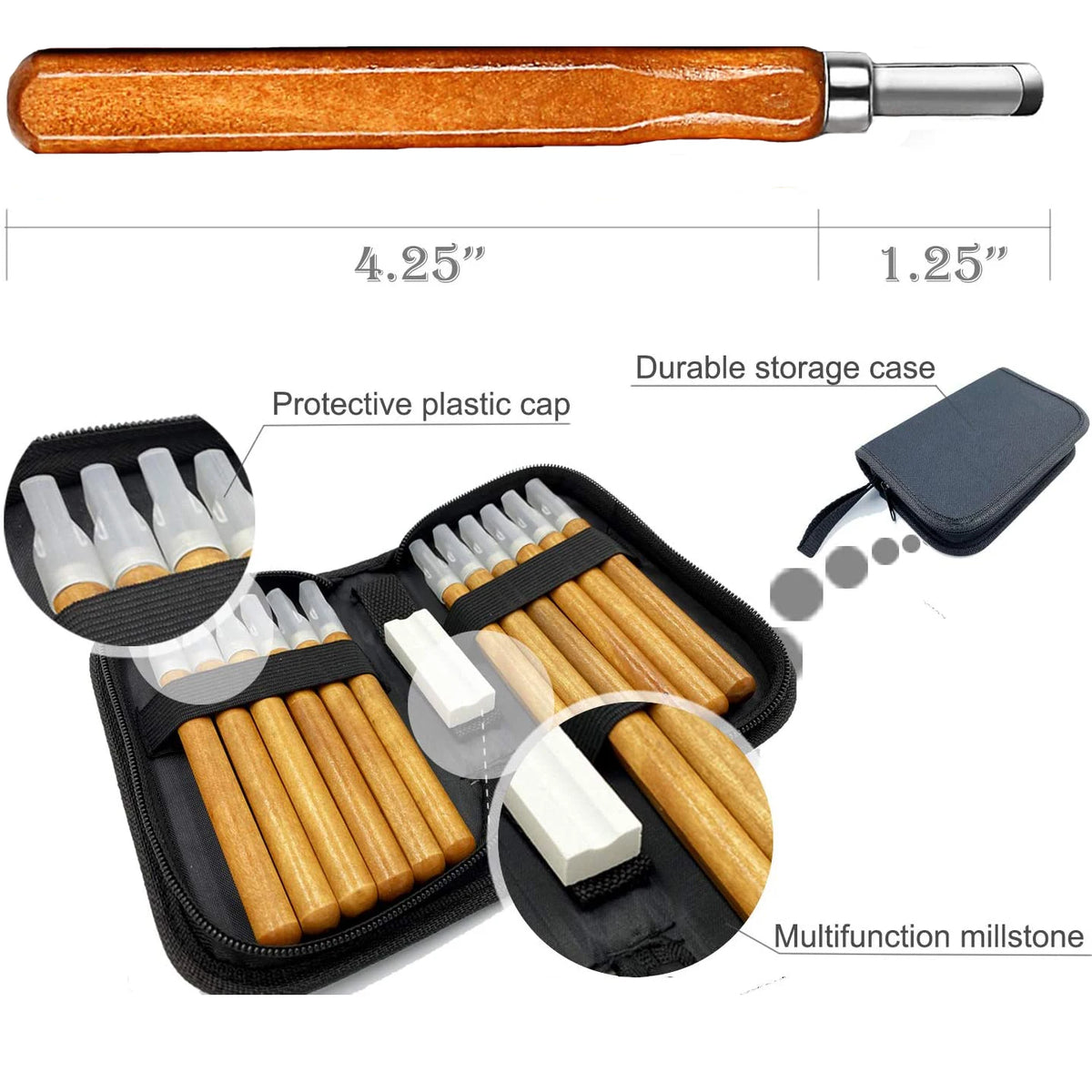 12-Piece Wood Carving Knife Set with Wood Handles | Carbon Steel Scalpel Tools for Beginners