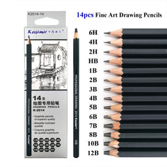 14-Piece Professional Graphite Drawing Pencil Set | Variety of Hardness Levels | Ideal for Sketching and Art