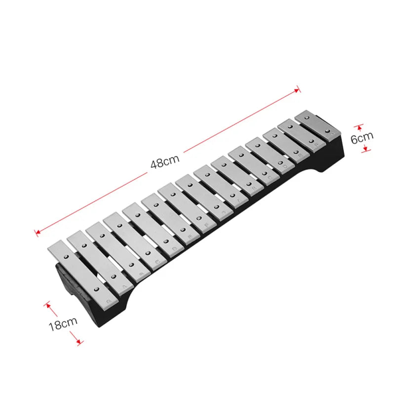 Classic 15-Note Glockenspiel Xylophone | Wooden Base with Aluminum Bars | Includes Mallets and Carrying Bag