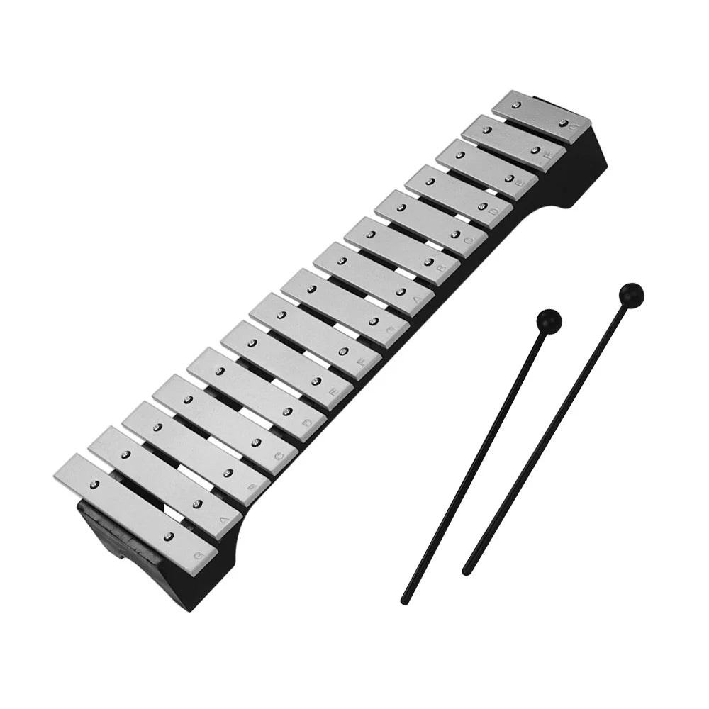 Classic 15-Note Glockenspiel Xylophone | Wooden Base with Aluminum Bars | Includes Mallets and Carrying Bag