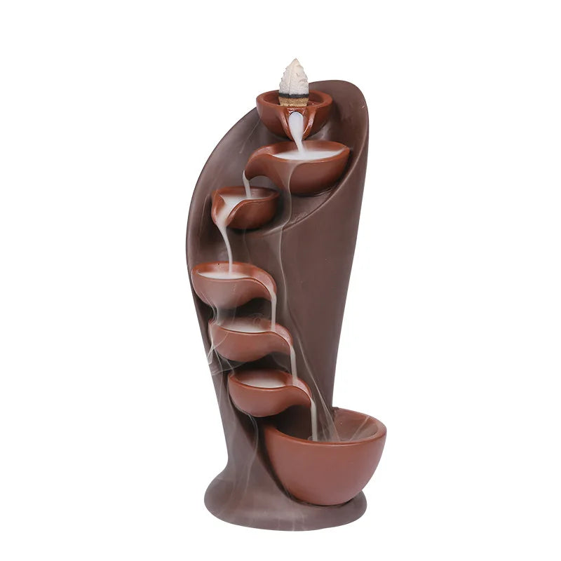 Waterfall Torch Design Incense Burner - Handmade Ceramic | Creative Home & Office Decor