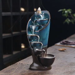 Waterfall Torch Design Incense Burner - Handmade Ceramic | Creative Home & Office Decor