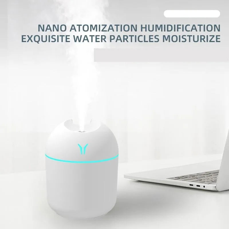 WhisperLite 250ml Aroma Diffuser | USB Mini Air Humidifier with Essential Oil Capability | Ultrasonic Quiet Mist Maker with LED Lamp | Ideal for Home and Car