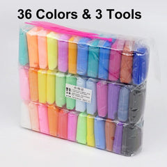 36-Color Polymer Light Clay Set | Fluffy Modelling Clay for Kids | Includes Tools for Creative Play