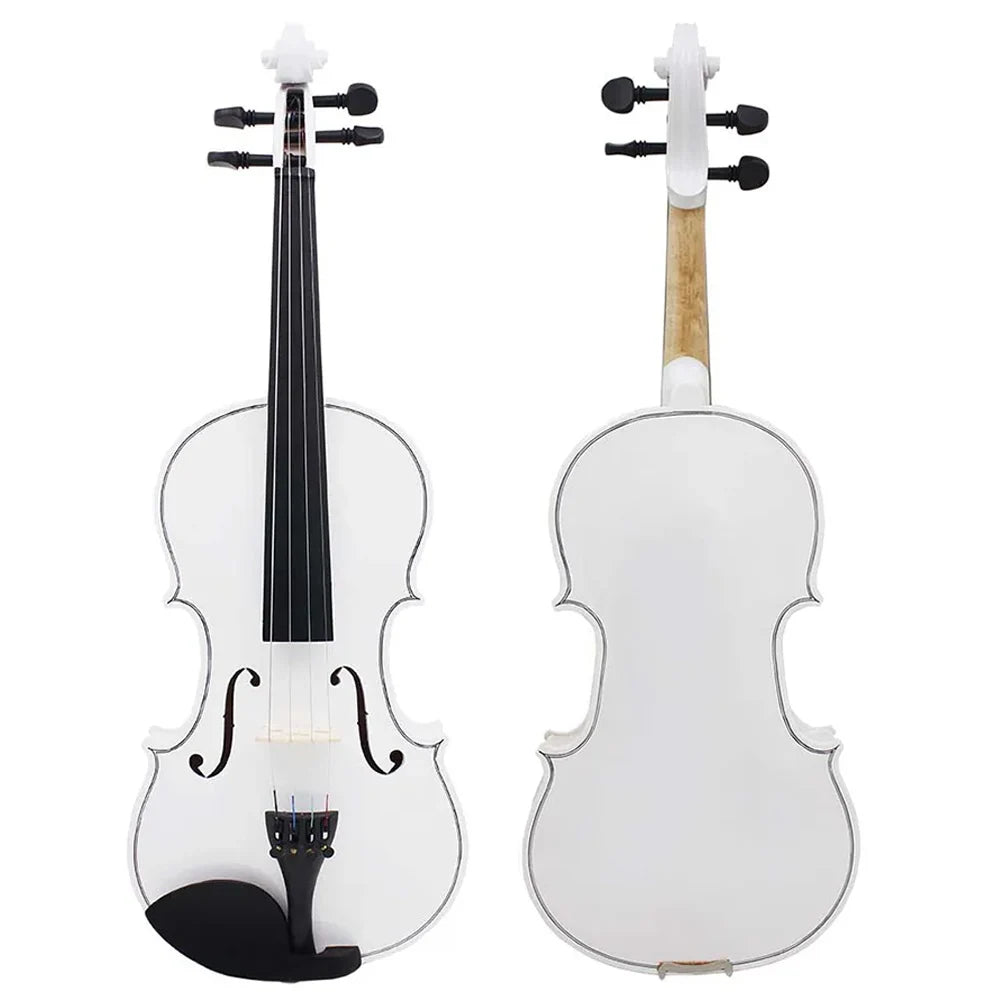 Complete Beginner's Violin Set | 4/4 Full-Size White Violin with Comprehensive Accessories