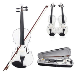 Complete Beginner's Violin Set | 4/4 Full-Size White Violin with Comprehensive Accessories