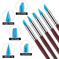 5-Piece Silicone Clay Sculpting Tool Set | Multi-Use Brushes for Pottery, Nail Art, and Cake Decorating