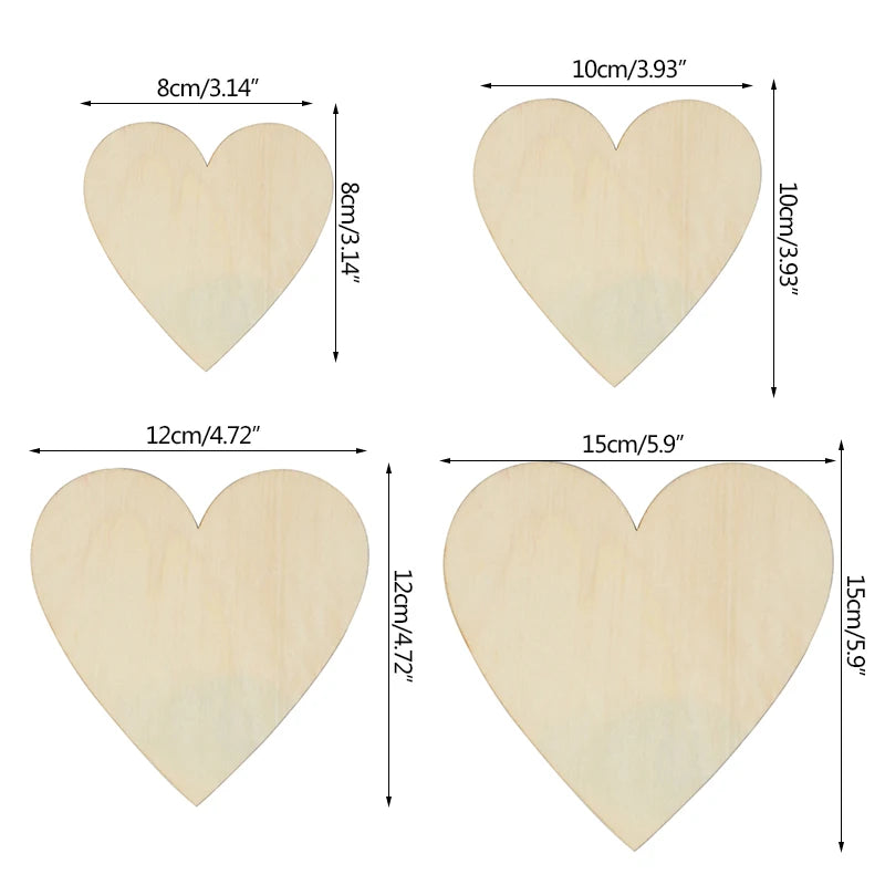 Unfinished Wooden Hearts | DIY Craft Slices | Wedding Decor | Customizable Hanging Pendants