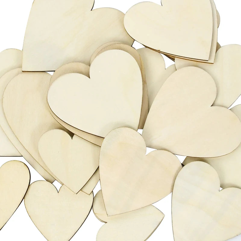 Unfinished Wooden Hearts | DIY Craft Slices | Wedding Decor | Customizable Hanging Pendants