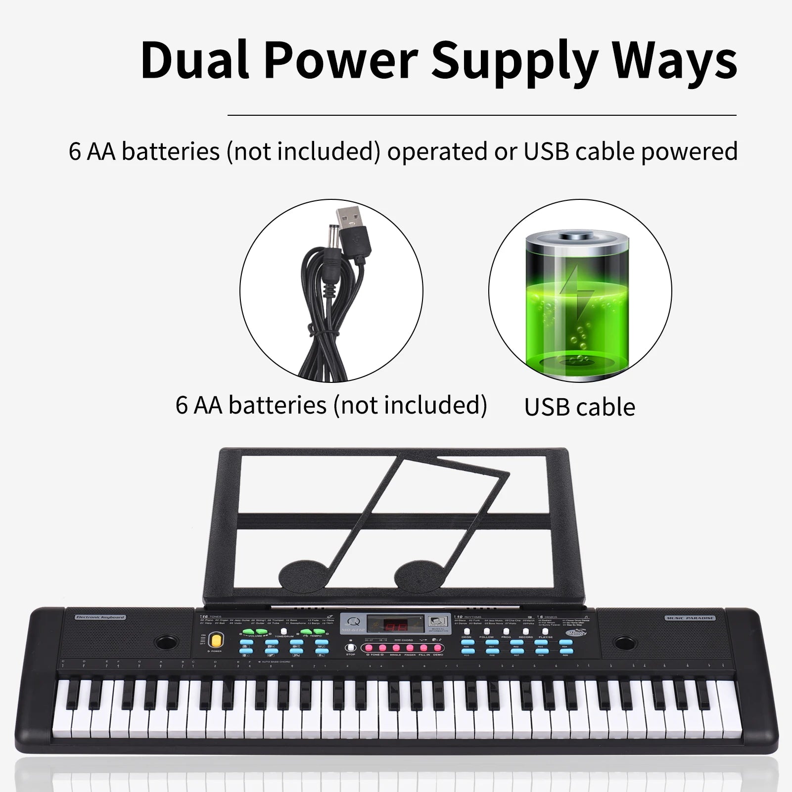 61-Key USB Electronic Keyboard | Digital Music Piano with Microphone | LED Display and Multifunctional Features