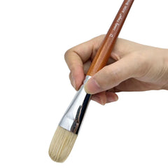 7-Piece Filbert Paint Brush Set | Premium Hog Bristle | Professional Long-Handled Artist Brushes