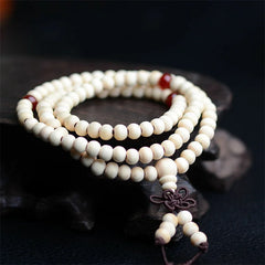 Meditation Mala Bracelet - 8mm Natural Sandalwood - 108 Beads | Spiritual Practice & Decor