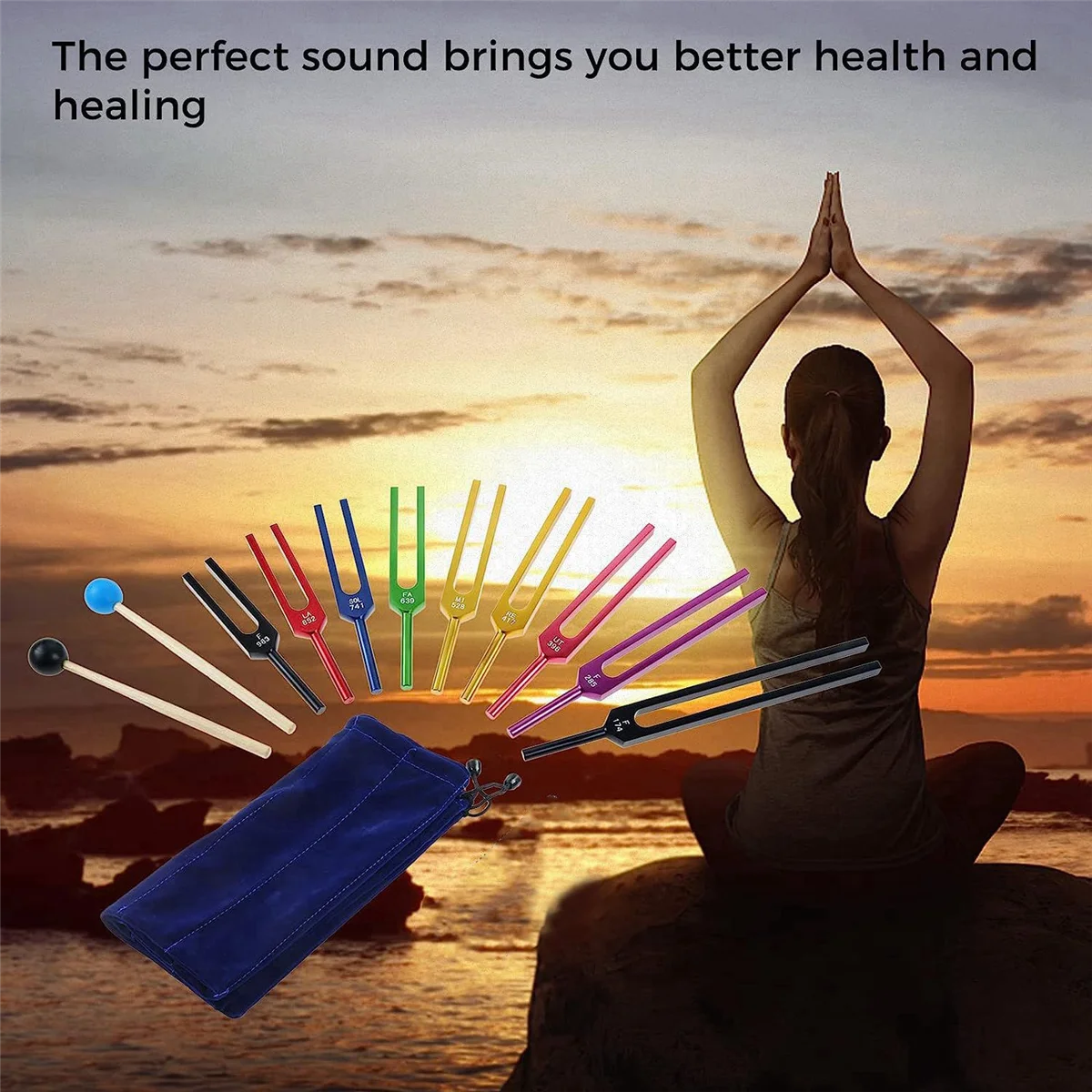 Harmony Healing Tuning Fork Set | 9-Piece | Chakra Balancing, Sound Therapy, and Energy Healing | Aluminum Alloy