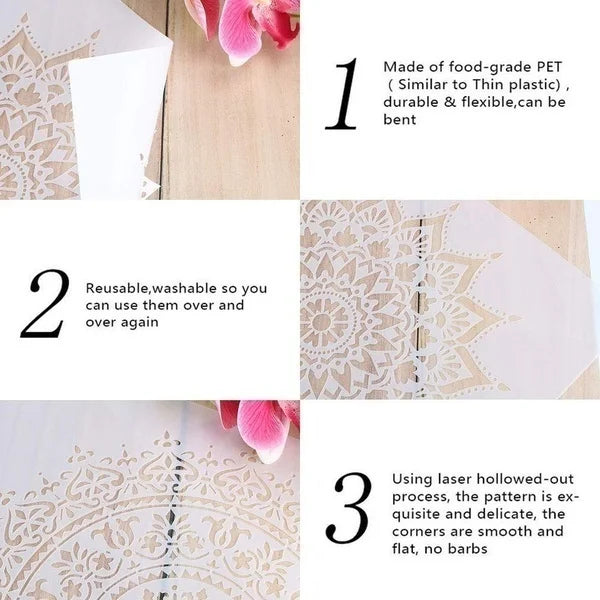 A4 Size Flower Label Wall Painting Stencil | Eco-Friendly PET Material | Ideal for Scrapbooking, Decorating, and Crafts