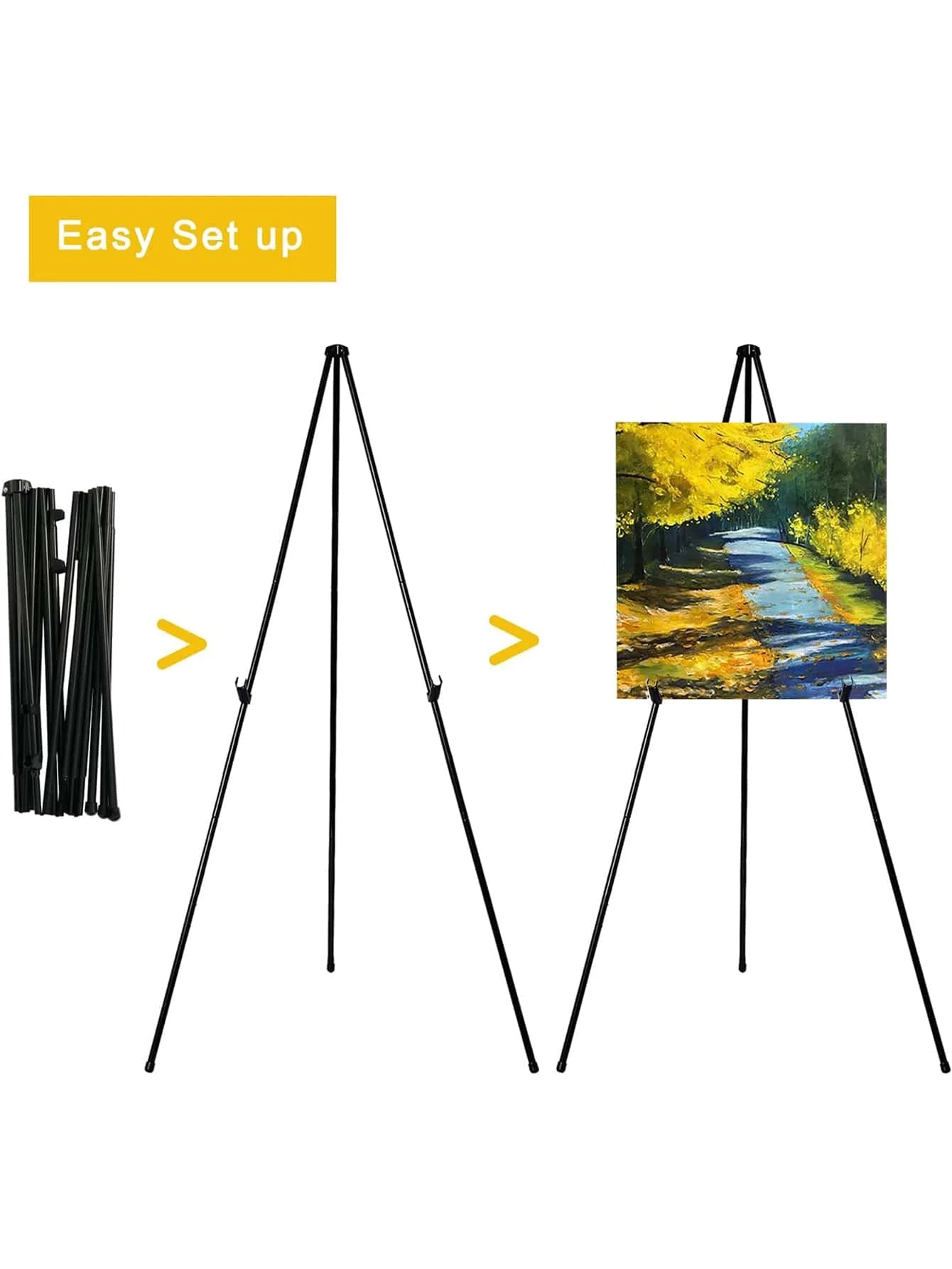 High Steel Easy Folding Display Easel | Quick Set-Up & Portable | Adjustable Height | Perfect for Presentations & Exhibitions