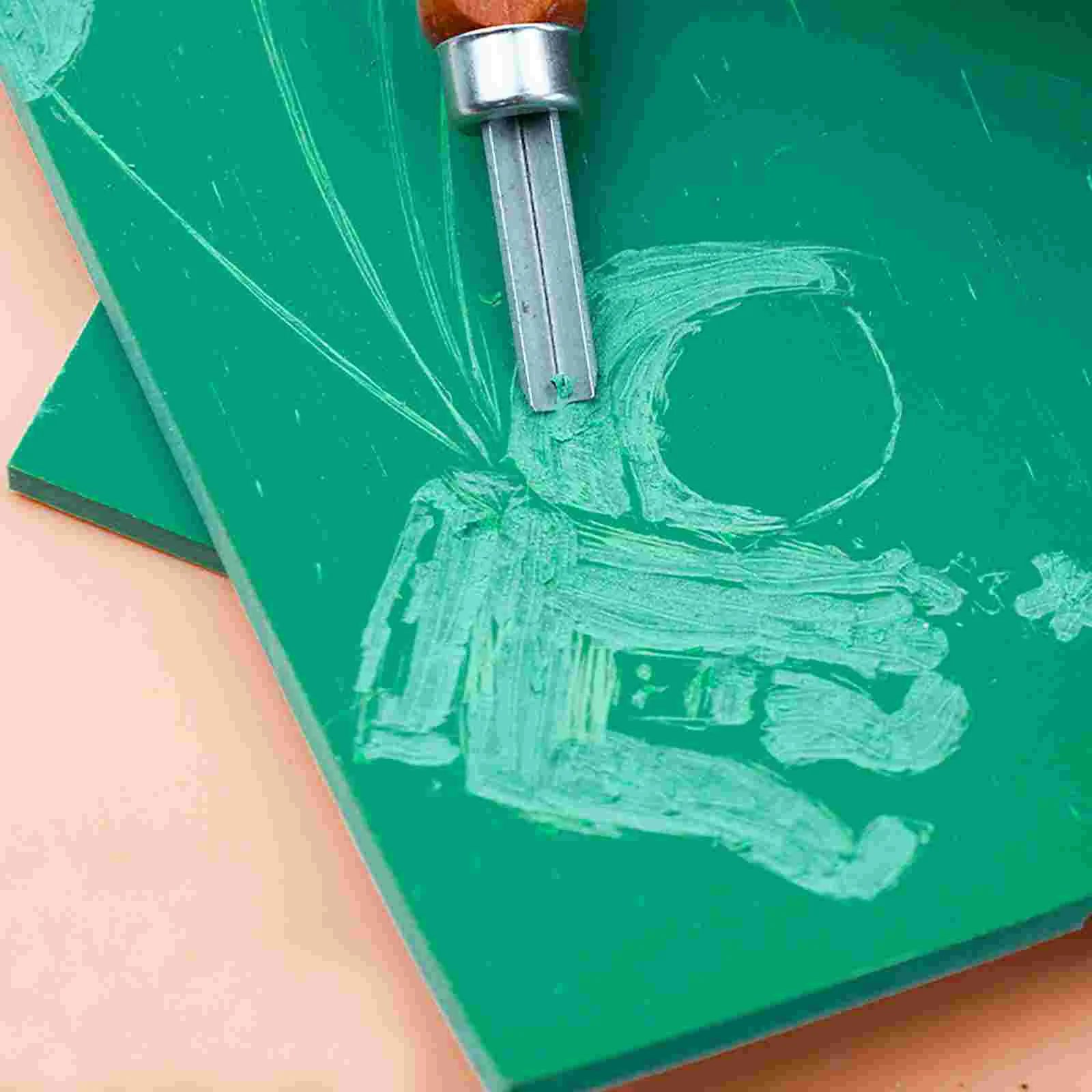 Green PVC Carving Rubber Block Kit | Printmaking Stamp Blocks | 21.5x15 cm | Starter Tool for Artists and Engraving Enthusiasts