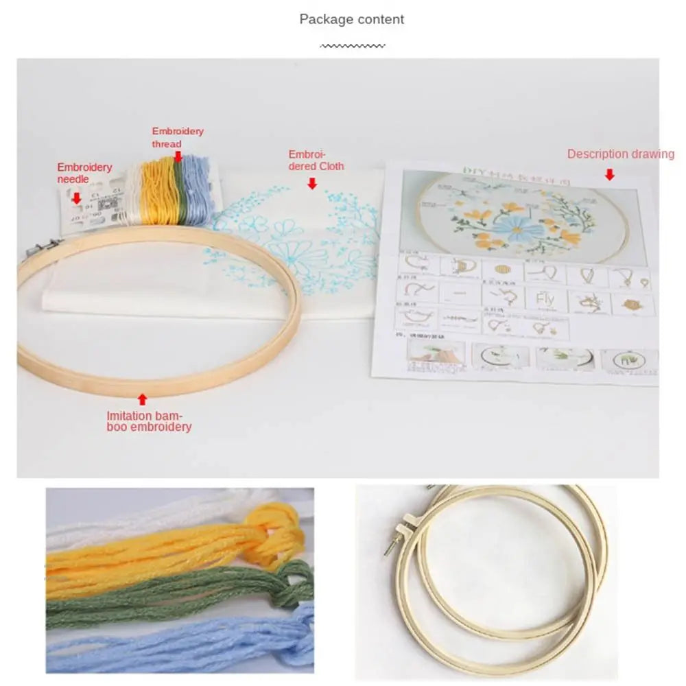 Cat Landscape Embroidery Kit | Complete DIY Stitching Set with Hoop