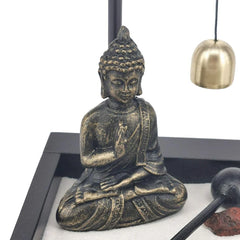 Mini Zen Garden Kit with Buddha Statue | Desktop Sand Tray for Meditation and Home Office Decor