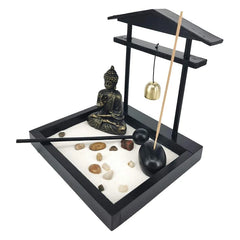 Mini Zen Garden Kit with Buddha Statue | Desktop Sand Tray for Meditation and Home Office Decor