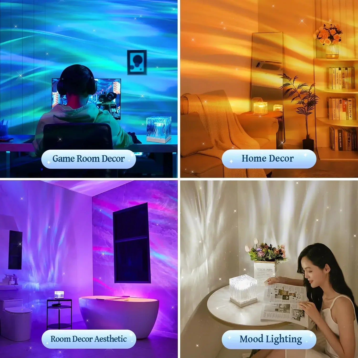 Aurora Northern Lights Projector | Relaxing Night Light | Sleep & Stress Relief Aid | 17 Color Modes