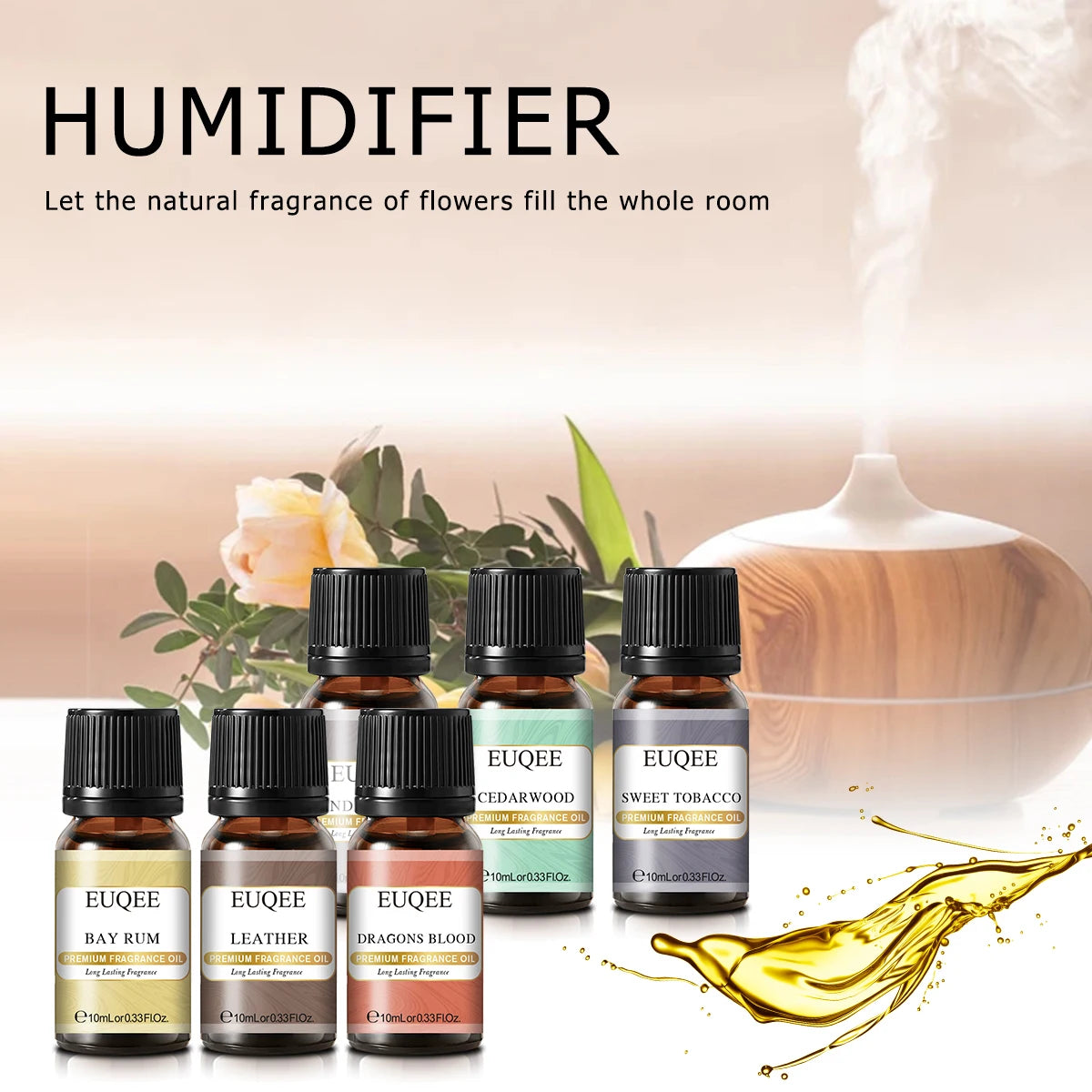 EUQEE Aromatic Essence Collection | 6-Piece Fragrance Oil Gift Kit | Coffee, Bakery, Harvest Spice, Pumpkin Pie, Forest Pine, Sweet Fruit | For Diffusers & Aromatherapy