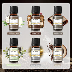 EUQEE Aromatic Essence Collection | 6-Piece Fragrance Oil Gift Kit | Coffee, Bakery, Harvest Spice, Pumpkin Pie, Forest Pine, Sweet Fruit | For Diffusers & Aromatherapy