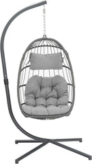 Elegant Rattan Wicker Hanging Egg Chair with Stand | Indoor/Outdoor Relaxation Swing