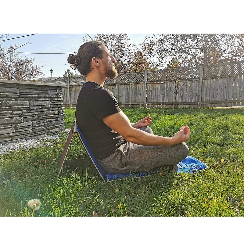 Ergonomic Folding Meditation and Yoga Mat with Back Support | Portable Fitness and Outdoor Exercise Mat