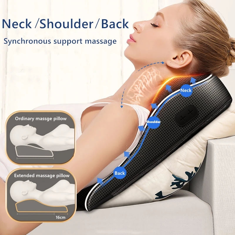 Shiatsu Massage Pillow with Heat | Full Body Electric Massager for Neck, Back, Shoulder, and Legs | Home, Office, and Car Use