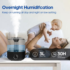 AquaPro 3L High-Capacity Humidifier | Large Home Humidifier with Remote Control & Timer | Adjustable Mist Aroma Diffuser | Dual Voltage with Safety Certifications