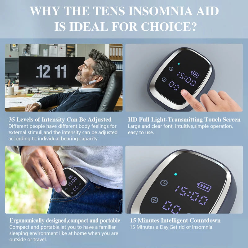 KTS Handheld Sleep Aid Device | CES Stimulation Therapy for Anxiety, Depression, and Insomnia | 600mAh Battery