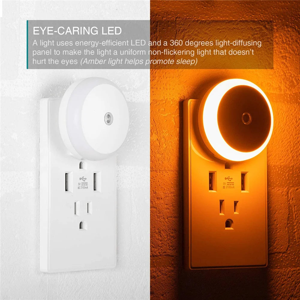 Twilight Guardian Sensor Light | Eco-Friendly LED Night Light with Darkness Activation | Warm Amber Glow | Energy-Efficient & Eye-Caring | Ideal for Home Use