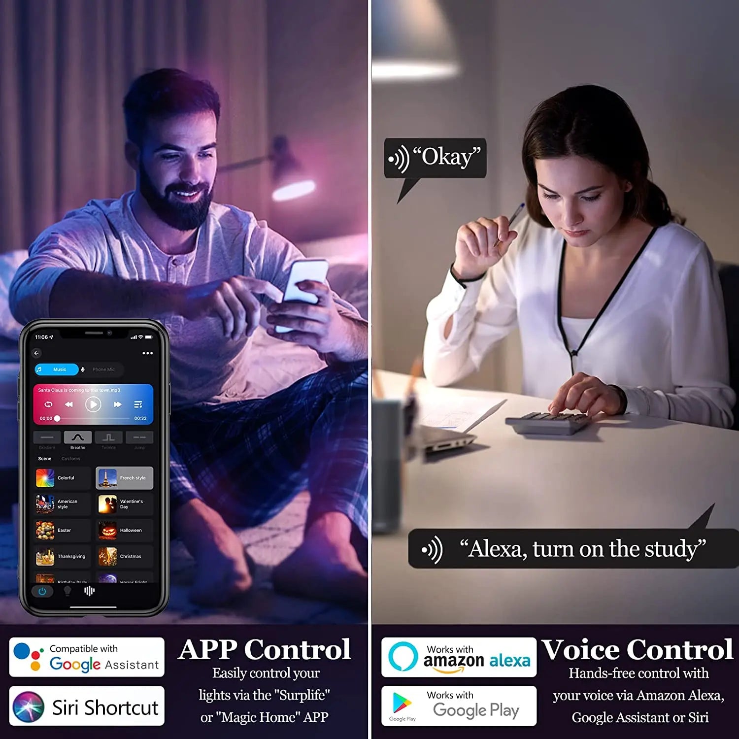 ColorFlex Smart LED Bulb | Voice-Controlled WiFi & Bluetooth Lighting | RGB + CCT | Syncs with Music | Compatible with Google, Alexa, and Siri