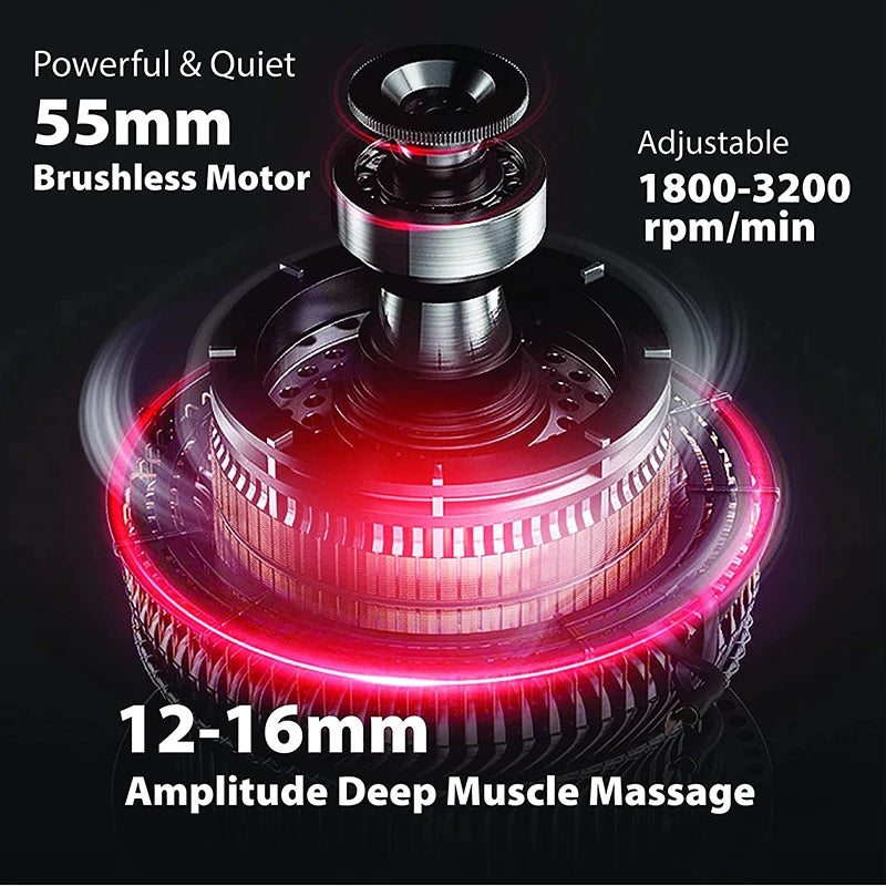 Deep Tissue Massage Gun | Muscle Pain Relief & Recovery | 6 Heads, 30 Speeds | Portable & Quiet