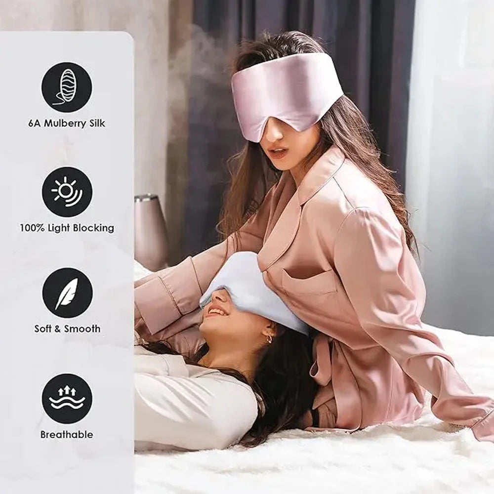 Silken Slumber Premium Mulberry Silk Sleep Mask | Breathable & Soft Cotton Lined | Ultimate Light Blocking for Deep Rest | Ideal for Travel & Home Use