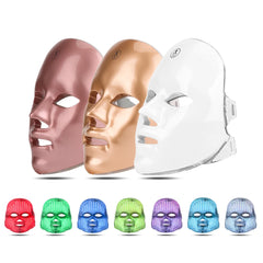 LED Light Therapy Facial Mask | 7-Color Skin Rejuvenation System | Anti-Aging, Acne Treatment, Skin Tightening & Whitening | USB Rechargeable