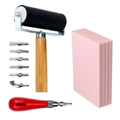 DIY Rubber Stamp Making Kit | Includes Rubber Brayer Roller and Stamp Block | Ideal for Printmaking and Crafts