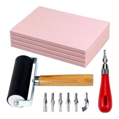 DIY Rubber Stamp Making Kit | Includes Rubber Brayer Roller and Stamp Block | Ideal for Printmaking and Crafts