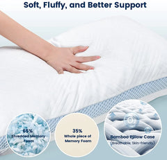 Adjustable Memory Foam Pillow for Side, Back, and Stomach Sleepers | Hypoallergenic Comfort |