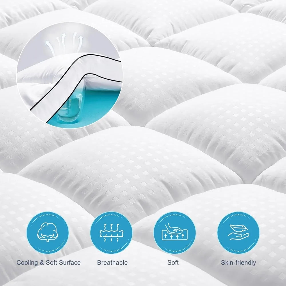 CloudComfort™ 4 Inch Dual Layer Memory Foam Mattress Topper | Cooling Gel Pillow Top Pad