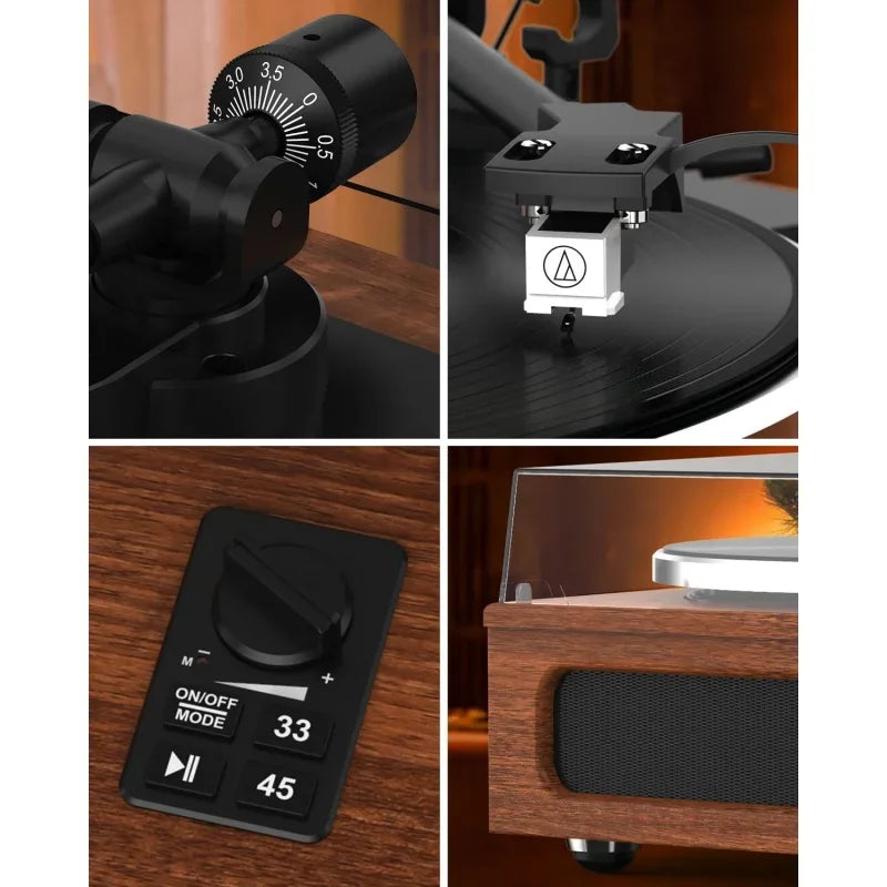 Premium All-in-One Turntable | High Fidelity Vinyl Record Player | Built-in Stereo Speakers | Bluetooth & Phono Preamp