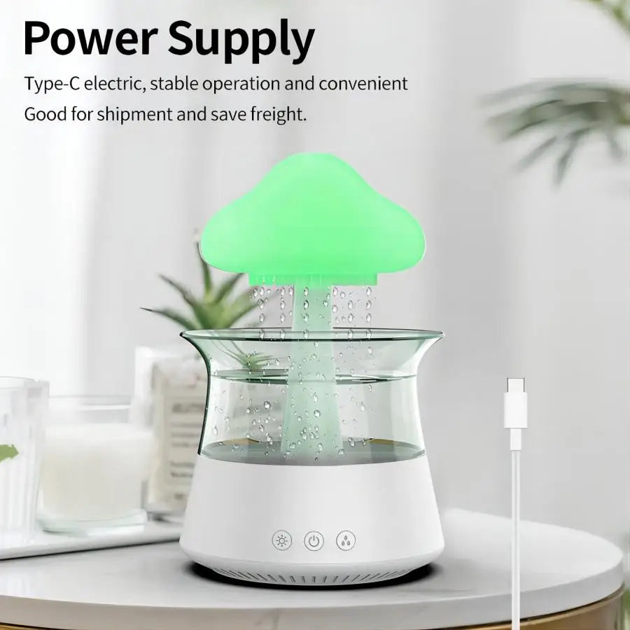 SerenityRain Aroma Diffuser & Humidifier | Ultrasonic Mist with 7-Color Night Light | 450ml Capacity | Continuous & Timer Modes | Type-C Powered